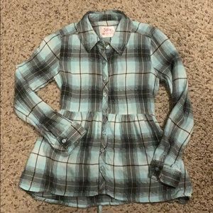 Justice plaid baby doll shirt